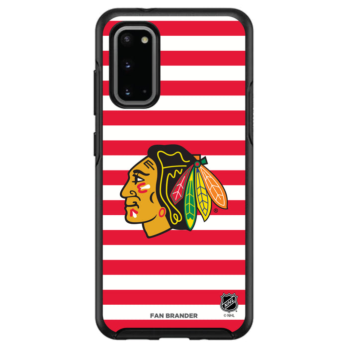 OtterBox Black Phone case with Chicago Blackhawks Primary Logo and Striped Design