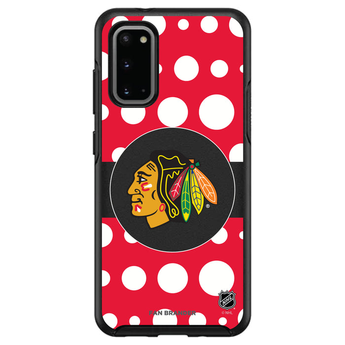 OtterBox Black Phone case with Chicago Blackhawks Polka Dots design