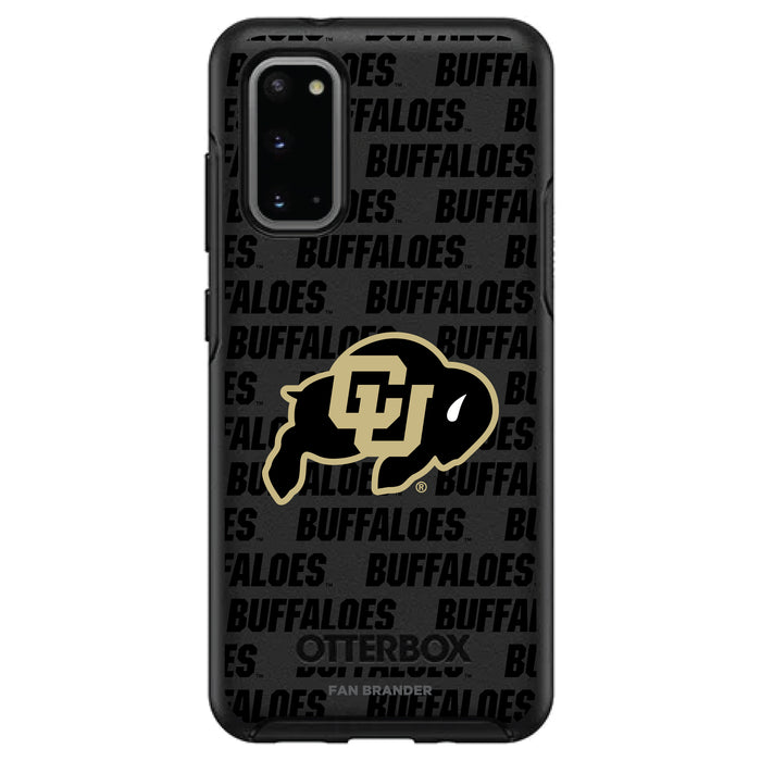 OtterBox Black Phone case with Colorado Buffaloes Primary Logo on Repeating Wordmark Background