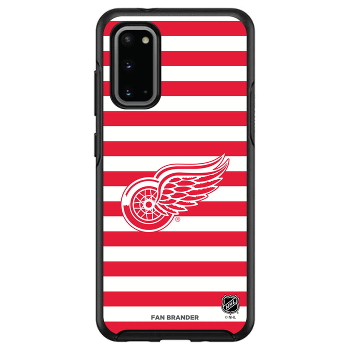 OtterBox Black Phone case with Detroit Red Wings Primary Logo and Striped Design