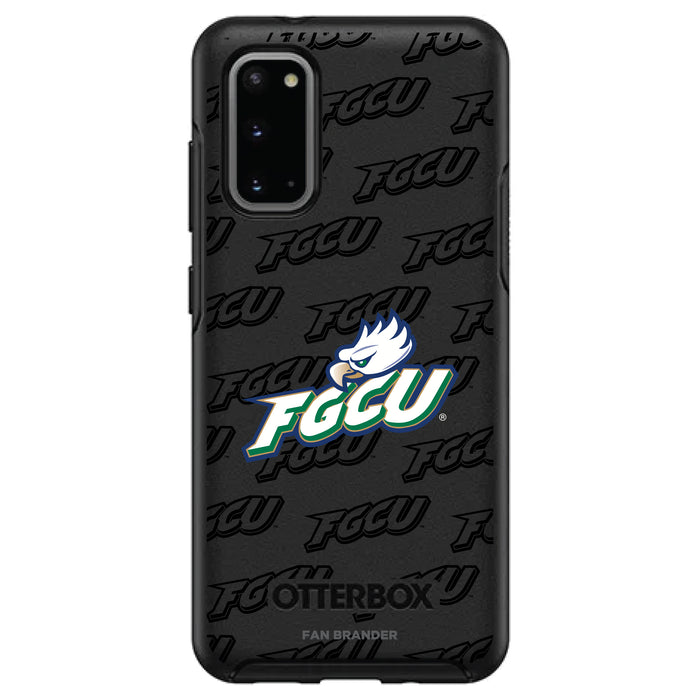 OtterBox Black Phone case with Florida Gulf Coast Eagles Primary Logo on Repeating Wordmark Background