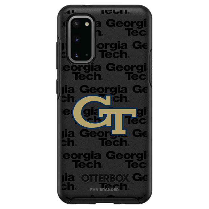 OtterBox Black Phone case with Georgia Tech Yellow Jackets Primary Logo on Repeating Wordmark Background