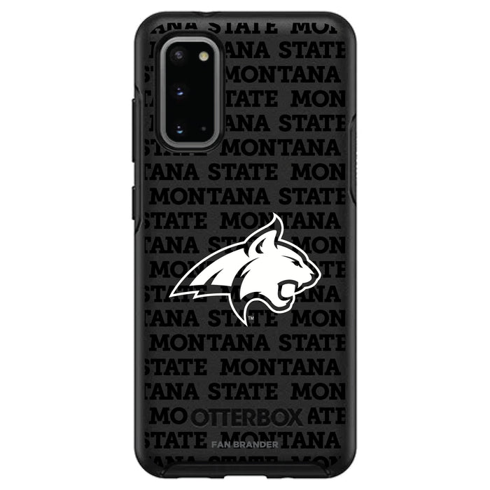 OtterBox Black Phone case with Montana State Bobcats Primary Logo on Repeating Wordmark Background