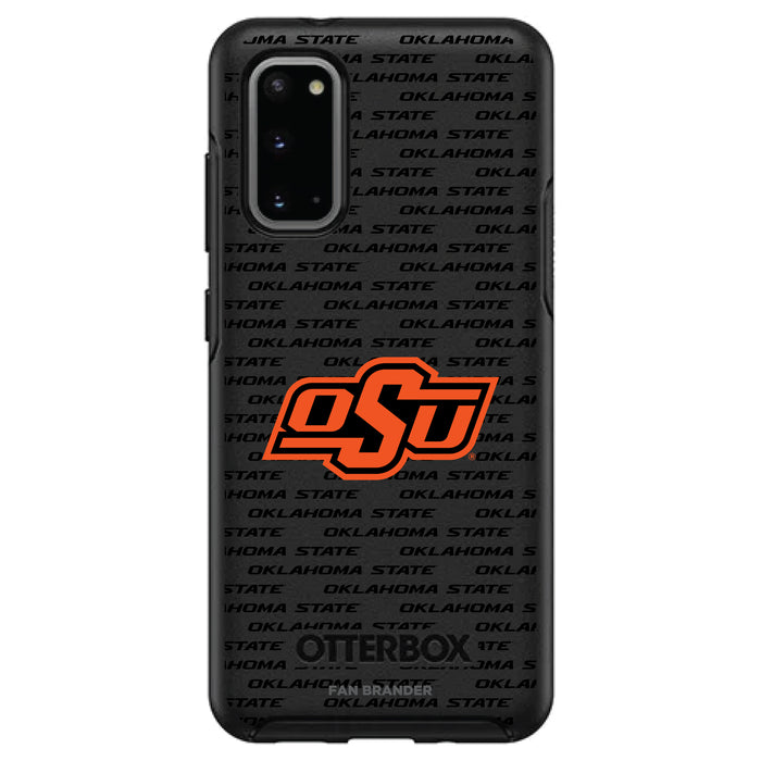 OtterBox Black Phone case with Oklahoma State Cowboys Primary Logo on Repeating Wordmark Background