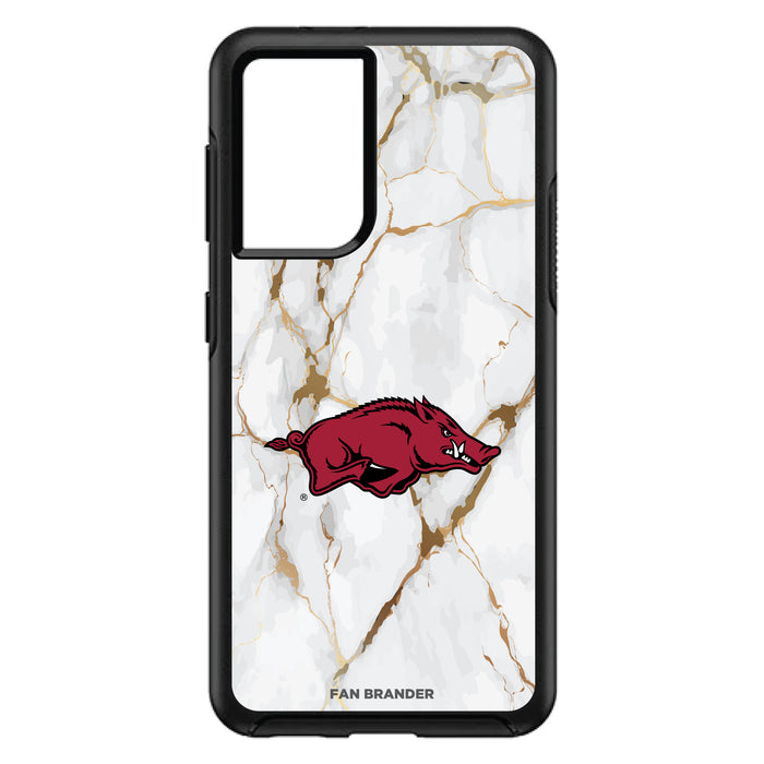 OtterBox Black Phone case with Arkansas Razorbacks White Marble Background