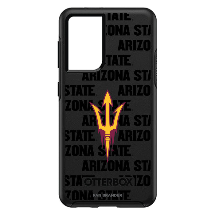 OtterBox Black Phone case with Arizona State Sun Devils Primary Logo on Repeating Wordmark Background