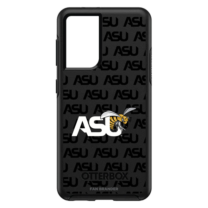 OtterBox Black Phone case with Alabama State Hornets Primary Logo on Repeating Wordmark Background