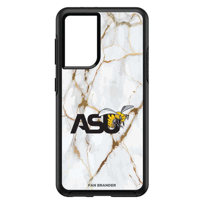 OtterBox Black Phone case with Alabama State Hornets White Marble Background