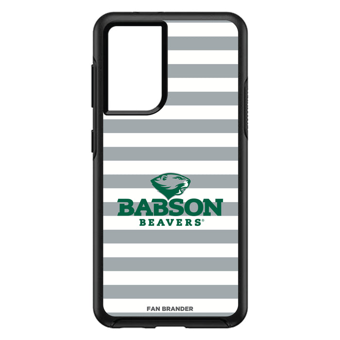 OtterBox Black Phone case with Babson University Tide Primary Logo and Striped Design