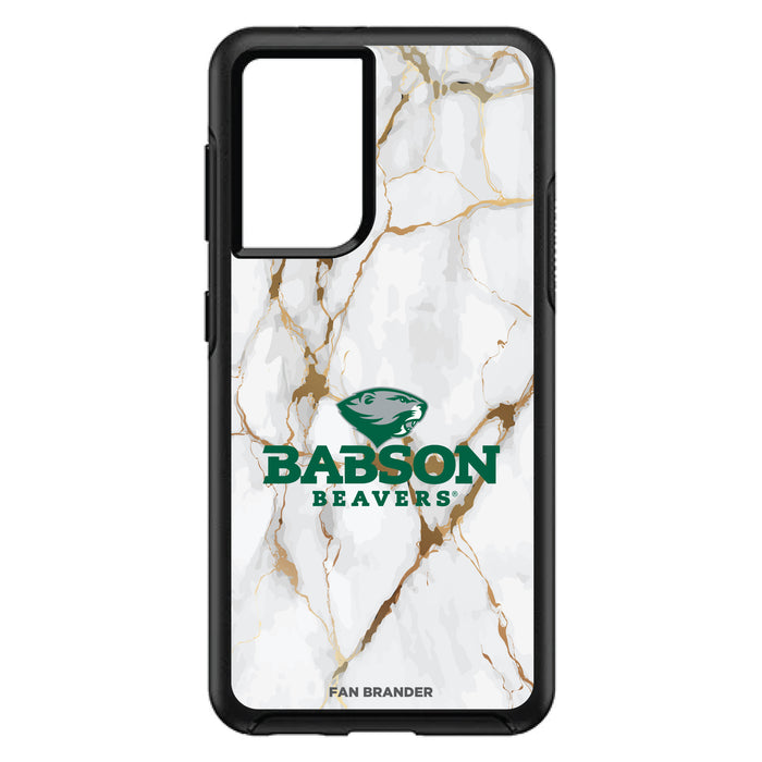 OtterBox Black Phone case with Babson University Tide White Marble Background
