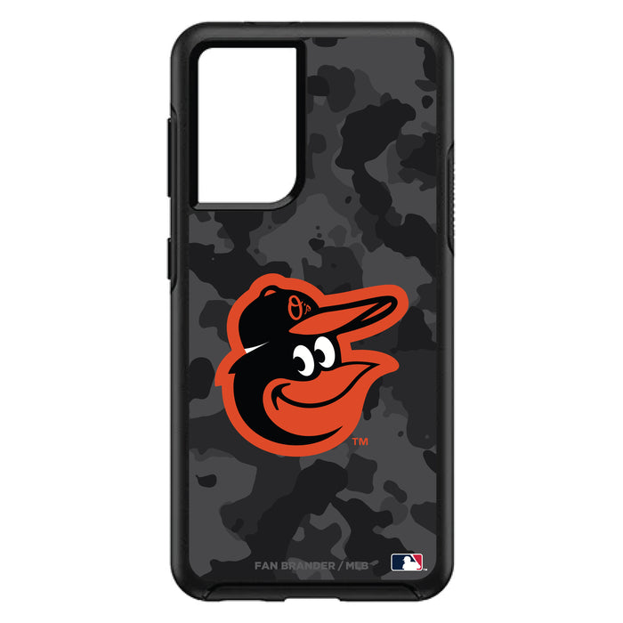 OtterBox Black Phone case with Baltimore Orioles Primary Logo Urban Camo background