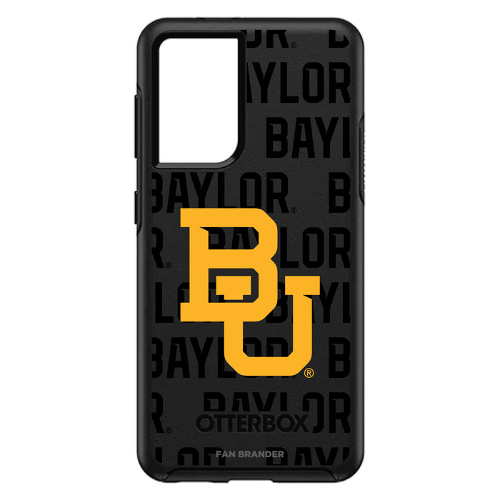 OtterBox Black Phone case with Baylor Bears Primary Logo on Repeating Wordmark Background