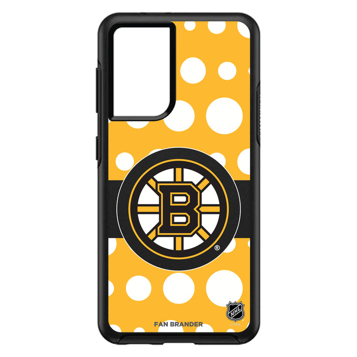 OtterBox Black Phone case with Boston Bruins Polka Dots design