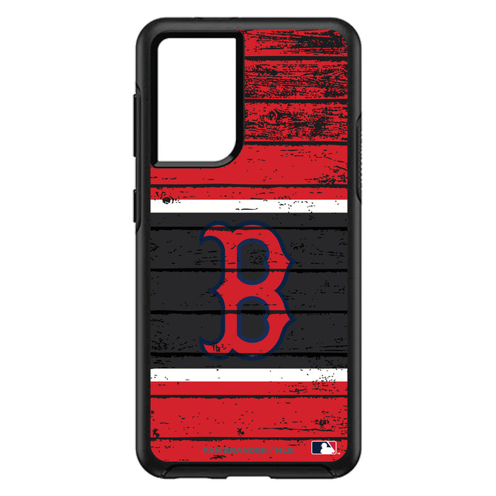 OtterBox Black Phone case with Boston Red Sox Primary Logo on Wood Design