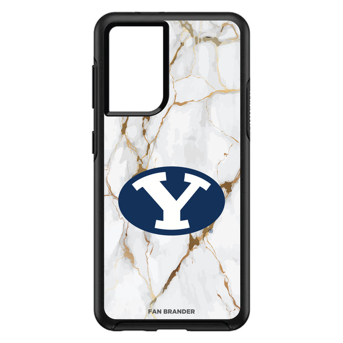 OtterBox Black Phone case with Brigham Young Cougars Tide White Marble Background