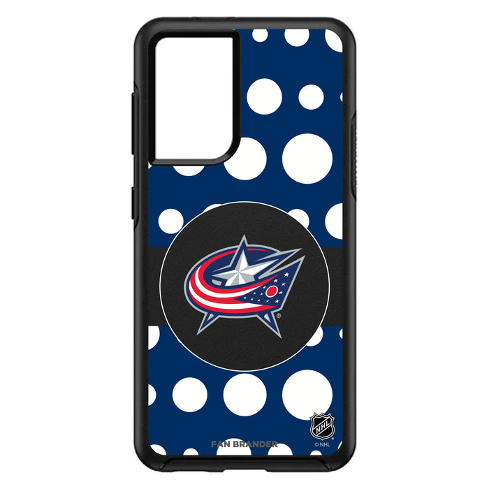 OtterBox Black Phone case with Columbus Blue Jackets Polka Dots design