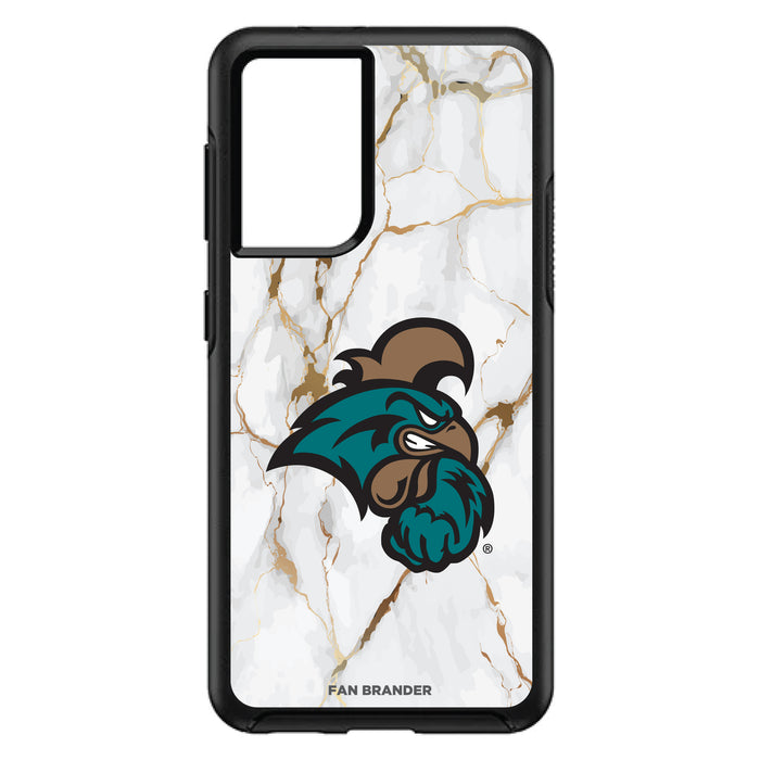 OtterBox Black Phone case with Coastal Carolina Univ Chanticleers Tide White Marble Background
