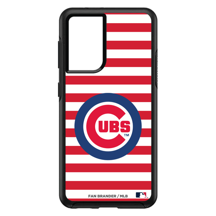 OtterBox Black Phone case with Chicago Cubs Primary Logo and Striped Design