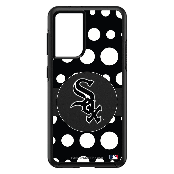 OtterBox Black Phone case with Chicago White Sox Primary Logo and Polka Dots Design