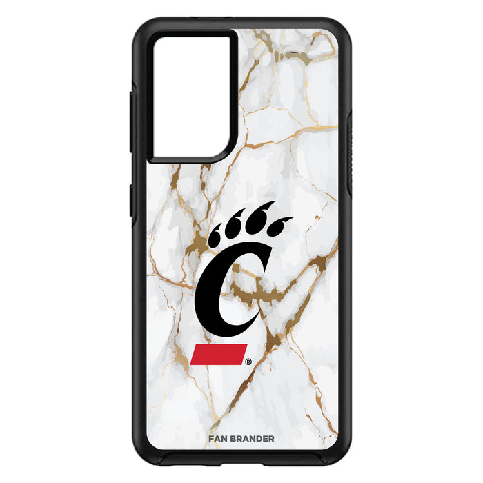 OtterBox Black Phone case with Cincinnati Bearcats White Marble Background