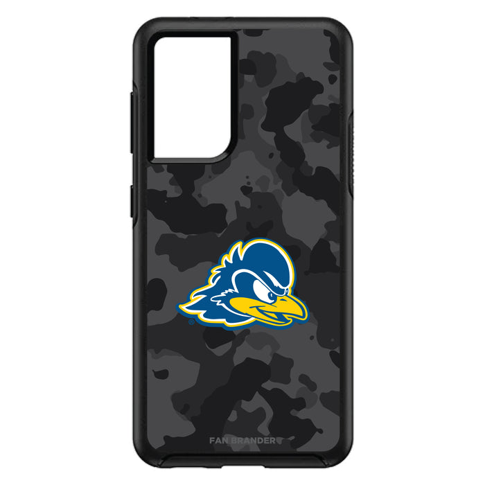 OtterBox Black Phone case with Delaware Fightin' Blue Hens Urban Camo Background