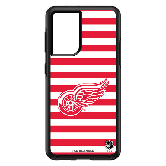 OtterBox Black Phone case with Detroit Red Wings Primary Logo and Striped Design