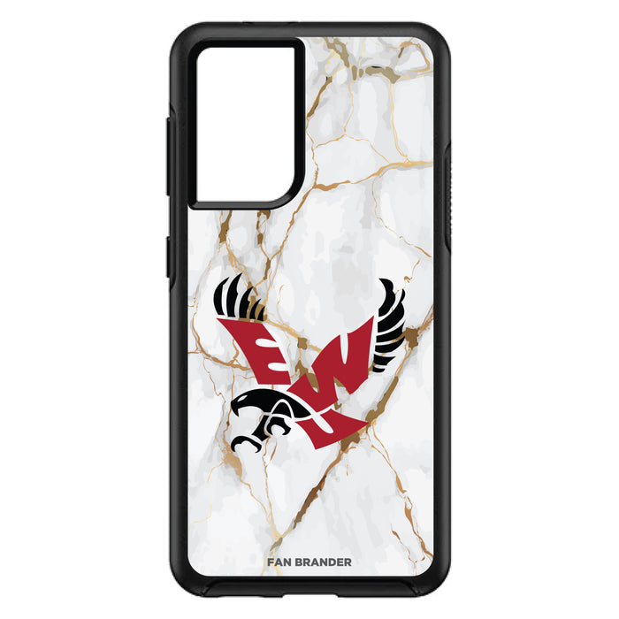 OtterBox Black Phone case with Eastern Washington Eagles White Marble Background