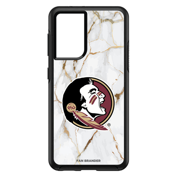 OtterBox Black Phone case with Florida State Seminoles White Marble Background