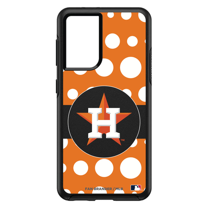 OtterBox Black Phone case with Houston Astros Primary Logo and Polka Dots Design