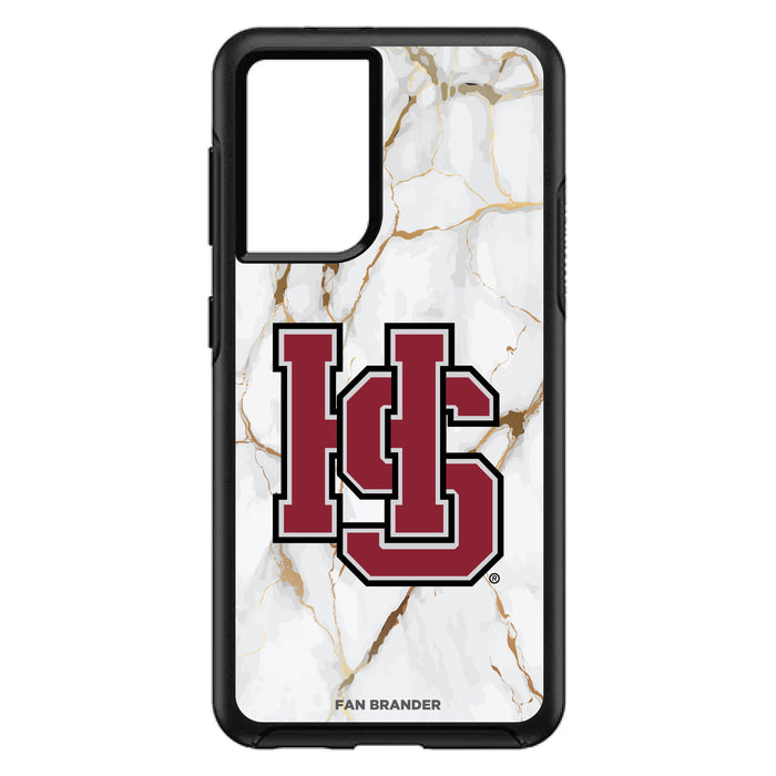 OtterBox Black Phone case with Hampden Sydney Tide White Marble Background