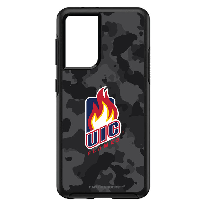 OtterBox Black Phone case with Illinois @ Chicago Flames Urban Camo Background