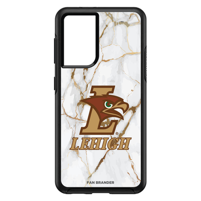 OtterBox Black Phone case with Lehigh Mountain Hawks Tide White Marble Background