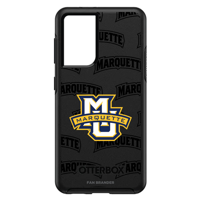 OtterBox Black Phone case with Marquette Golden Eagles Primary Logo on Repeating Wordmark Background
