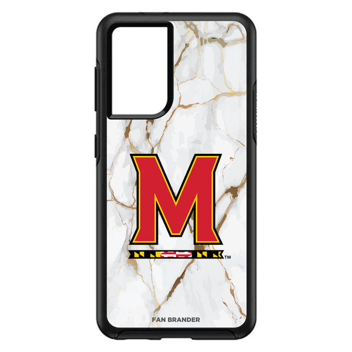OtterBox Black Phone case with Maryland Terrapins Tide White Marble Background