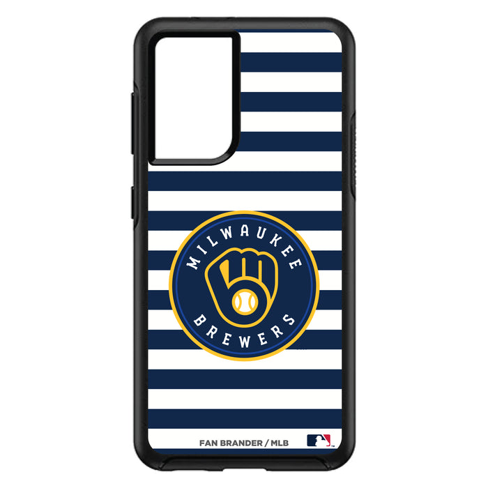 OtterBox Black Phone case with Milwaukee Brewers Primary Logo and Striped Design
