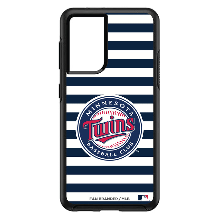 OtterBox Black Phone case with Minnesota Twins Primary Logo and Striped Design