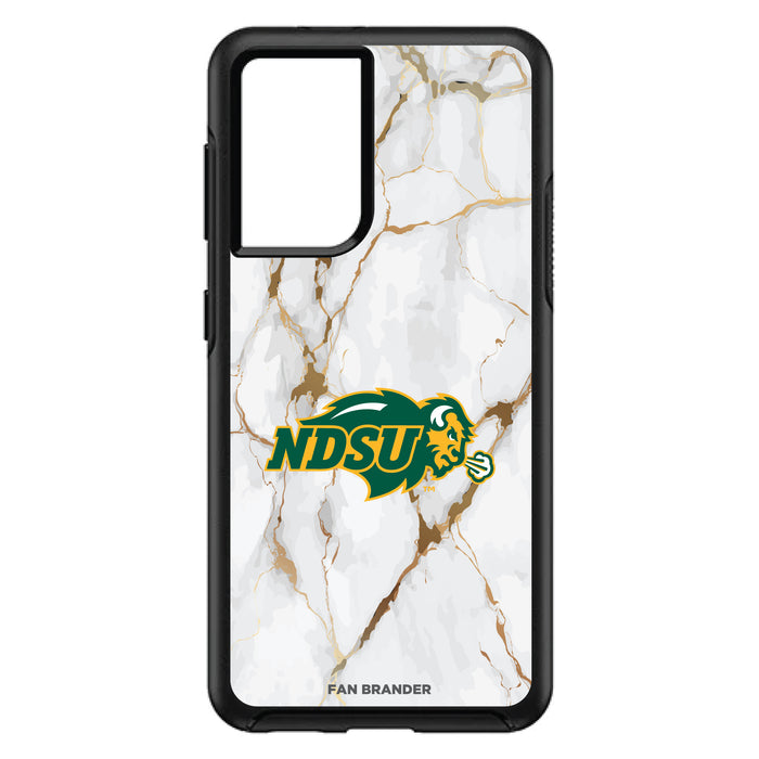 OtterBox Black Phone case with North Dakota State Bison Tide White Marble Background