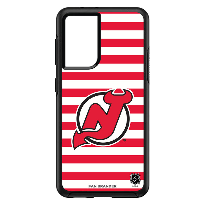 OtterBox Black Phone case with New Jersey Devils Primary Logo and Striped Design