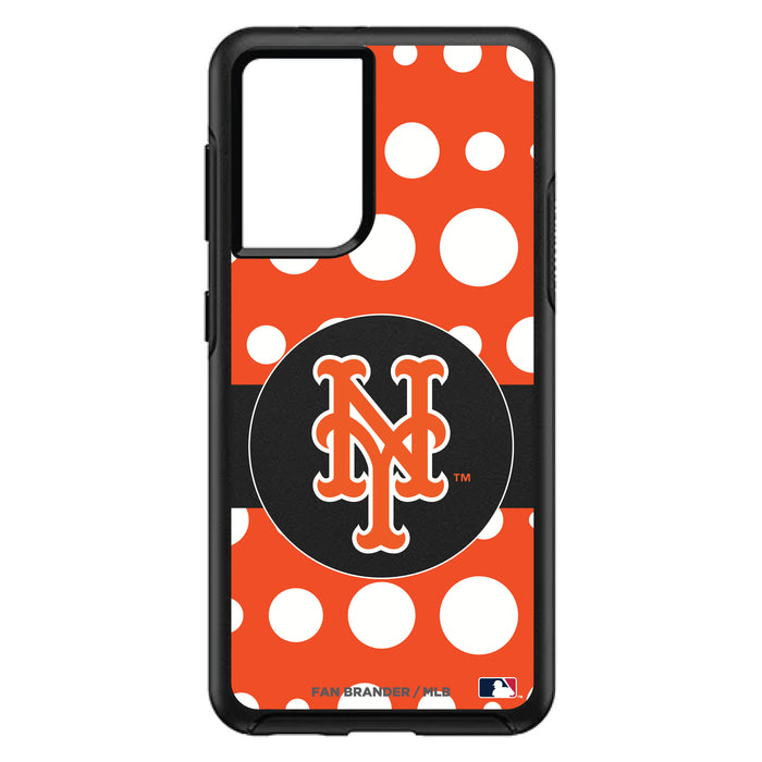 OtterBox Black Phone case with New York Mets Primary Logo and Polka Dots Design