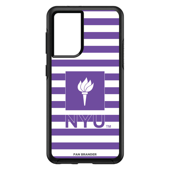 OtterBox Black Phone case with NYU Tide Primary Logo and Striped Design