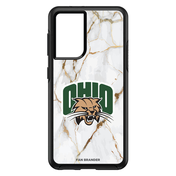 OtterBox Black Phone case with Ohio University Bobcats Tide White Marble Background