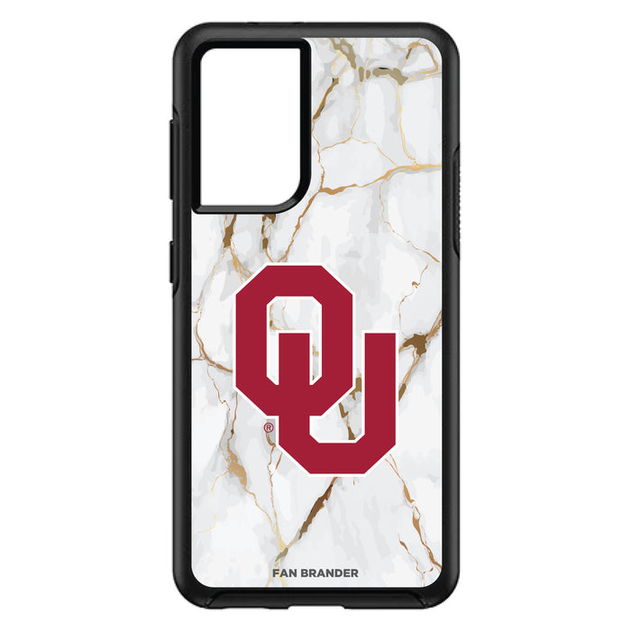 OtterBox Black Phone case with Oklahoma Sooners Tide White Marble Background