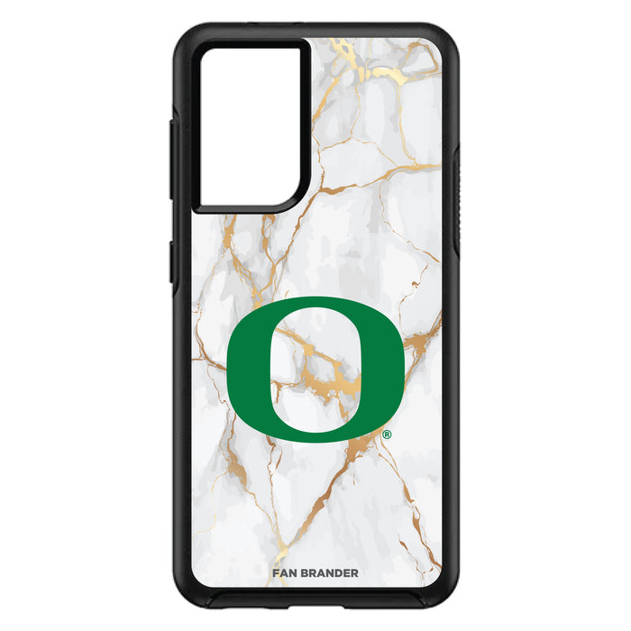 OtterBox Black Phone case with Oregon Ducks White Marble Background