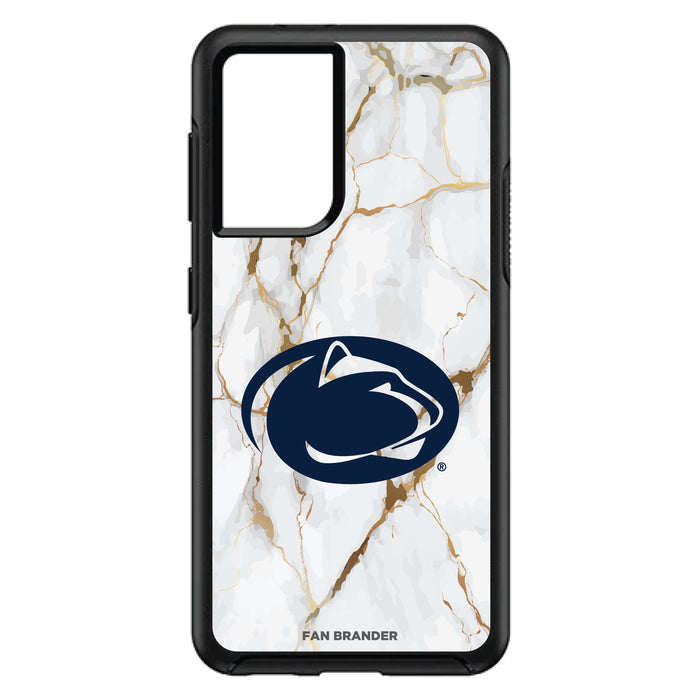 OtterBox Black Phone case with Penn State Nittany Lions Tide White Marble Background
