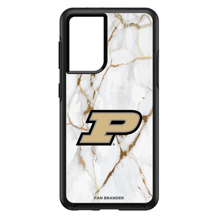 OtterBox Black Phone case with Purdue Boilermakers Tide White Marble Background