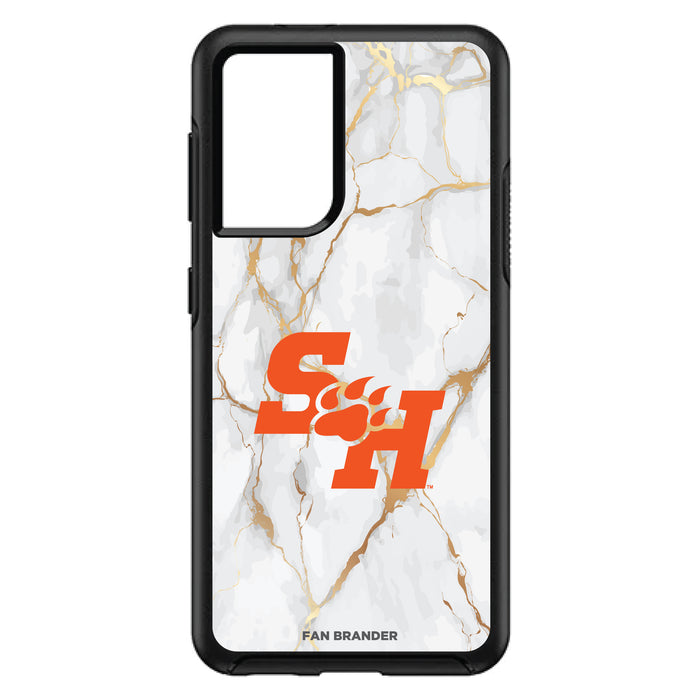 OtterBox Black Phone case with Sam Houston State Bearkats White Marble Background