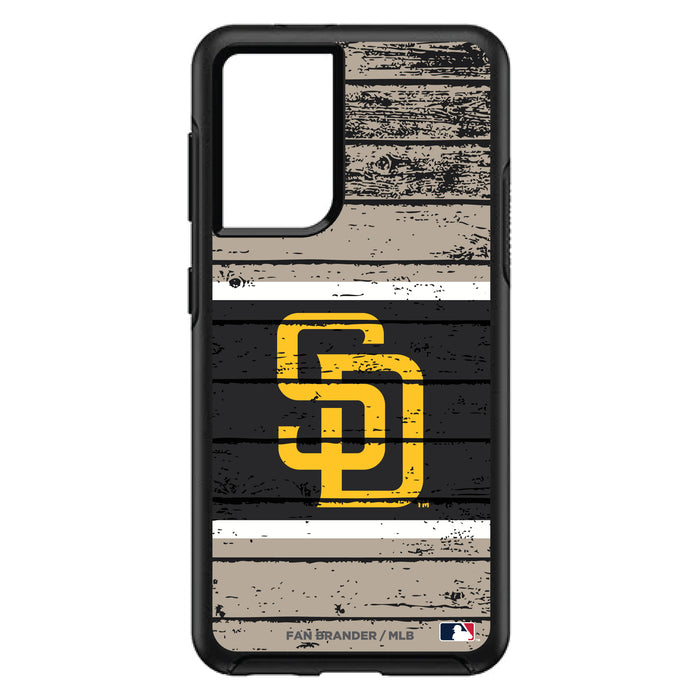 OtterBox Black Phone case with San Diego Padres Primary Logo on Wood Design