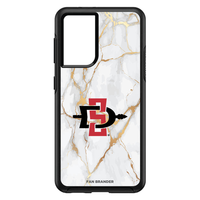 OtterBox Black Phone case with San Diego State Aztecs White Marble Background