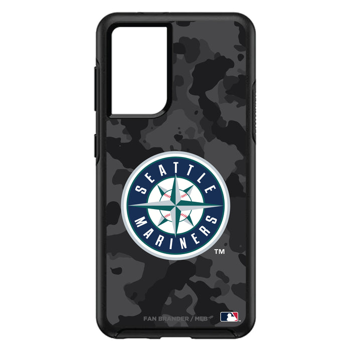 OtterBox Black Phone case with Seattle Mariners Primary Logo Urban Camo background