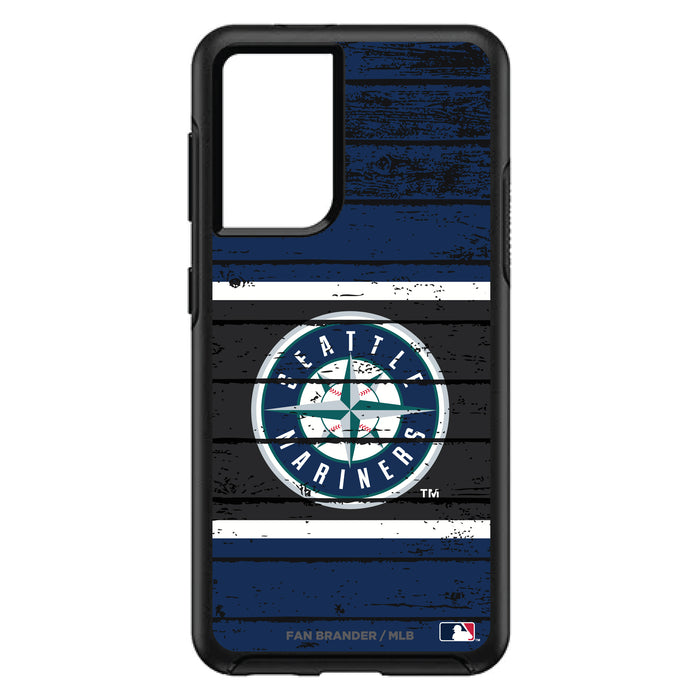 OtterBox Black Phone case with Seattle Mariners Primary Logo on Wood Design